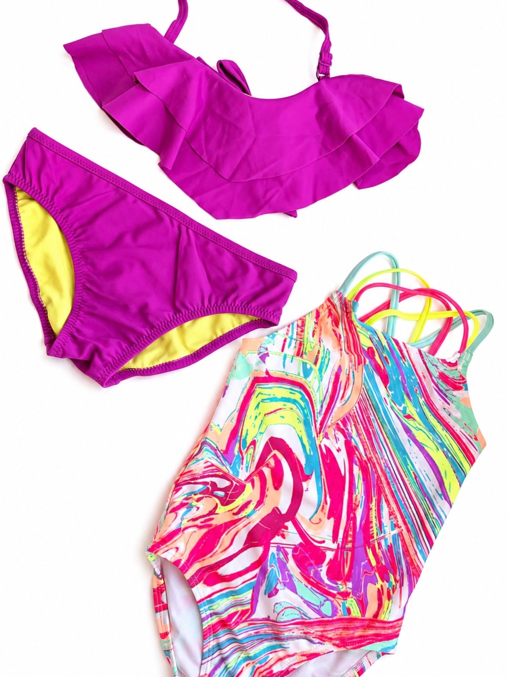 Jessica Simpson Girls' Magenta Bikini Size 5 NEW & Neon Bright Swimsuit XS-4